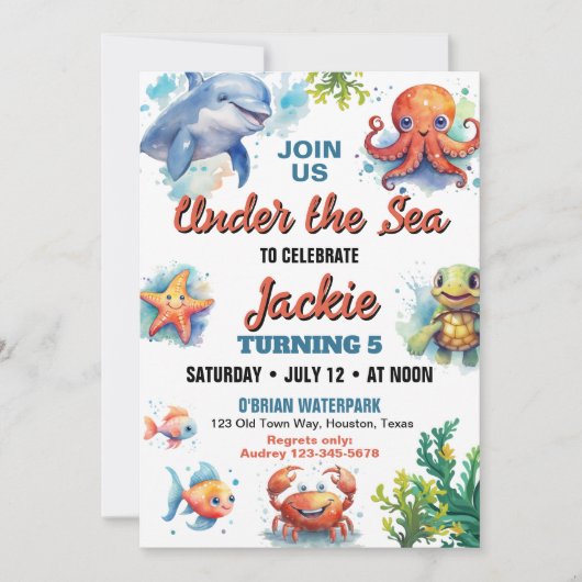 海の誕生日パーティーの招待状の下で 招待状 (正面)