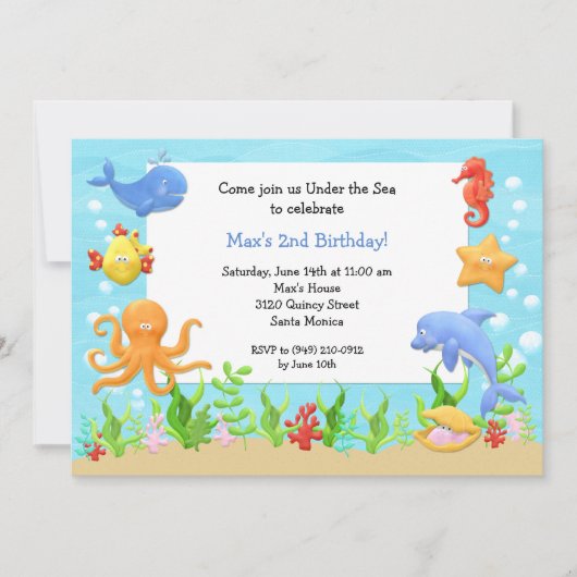 海の誕生日パーティーの招待状の下で 招待状 (正面)