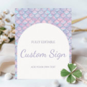 海の誕生日パーティーの看板の下の人魚 台座サイン