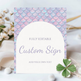 海の誕生日パーティーの看板の下の人魚 台座サイン