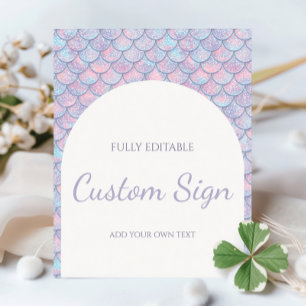 海の誕生日パーティーの看板の下の人魚 台座サイン