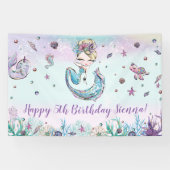 海の誕生日パーティーの背景の下の人魚 横断幕 (横)