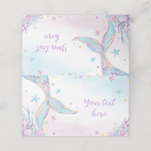 海の誕生日パーティーフードのテントの下の人魚 プレイスカード (外部開封)