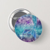 海の誕生日ピンの下で魅惑された人魚の尾 缶バッジ (正面&裏面)