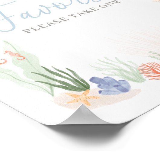 海の誕生日会の下で好意サイン ポスター (角)