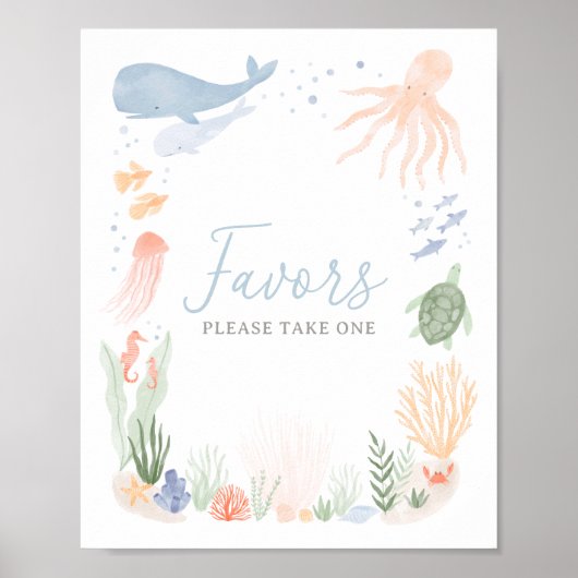 海の誕生日会の下で好意サイン ポスター (正面)