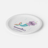 海の誕生日会の下で猫ユニコーン・マーメイド ペーパープレート (アングル)