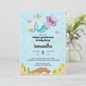 海の誕生日会の下で猫ユニコーン・マーメイド 招待状 (スタンド正面)