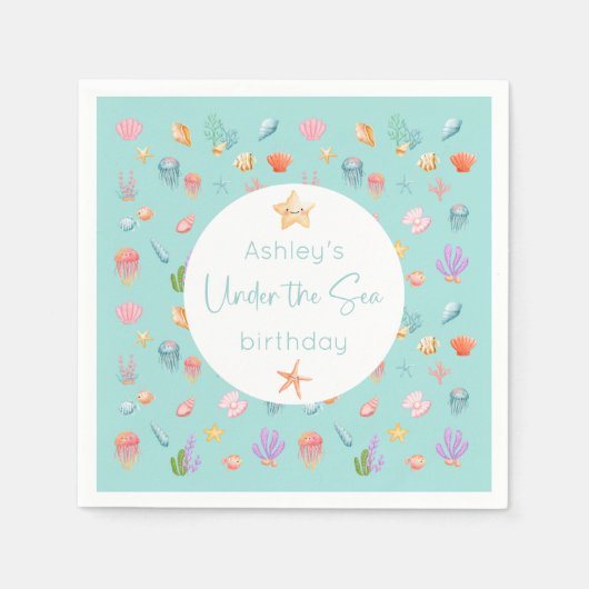 海の誕生日会の下で スタンダードカクテルナプキン (正面)
