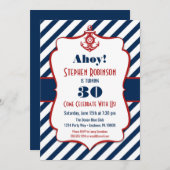 海の誕生日招待状 - 大人の男性用アンカー 招待状 (正面/裏面)