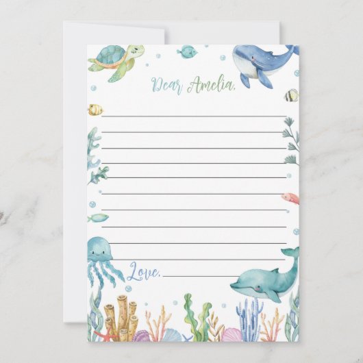 海の誕生日時間カプセルのメッセージカードの下 サンキューカード (正面)