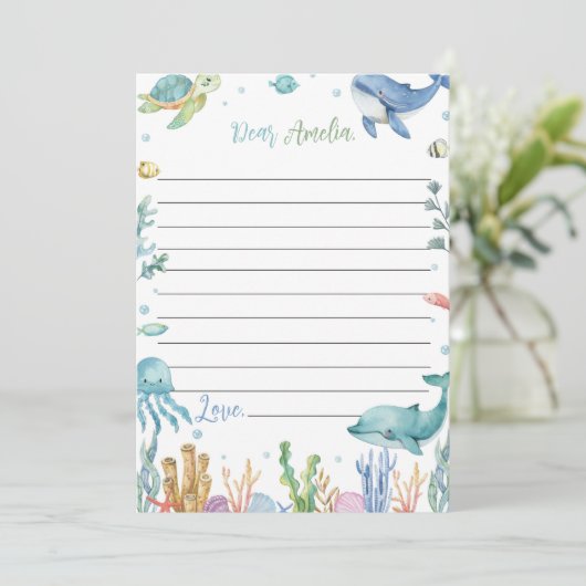 海の誕生日時間カプセルのメッセージカードの下 サンキューカード (スタンド正面)