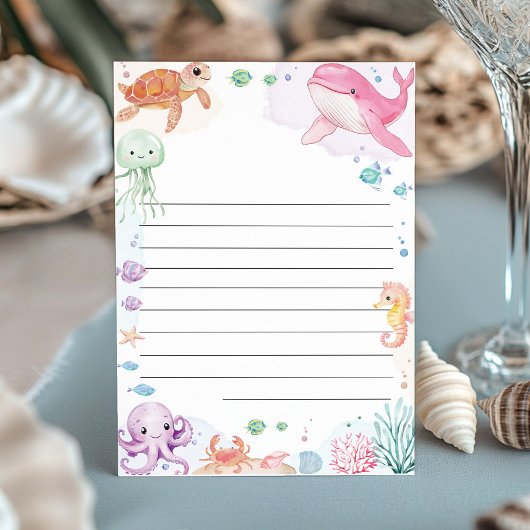 海の誕生日時間カプセルのメッセージカードの下 サンキューカード