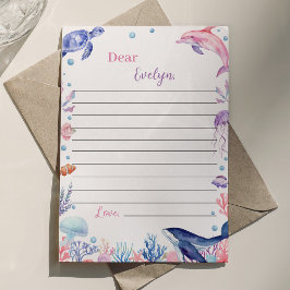 海の誕生日時間カプセルメッセージカードの下 サンキューカード