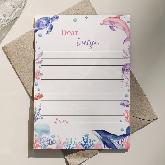 海の誕生日時間カプセルメッセージカードの下 サンキューカード