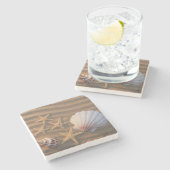 海の貝およびヒトデ ストーンコースター (横)