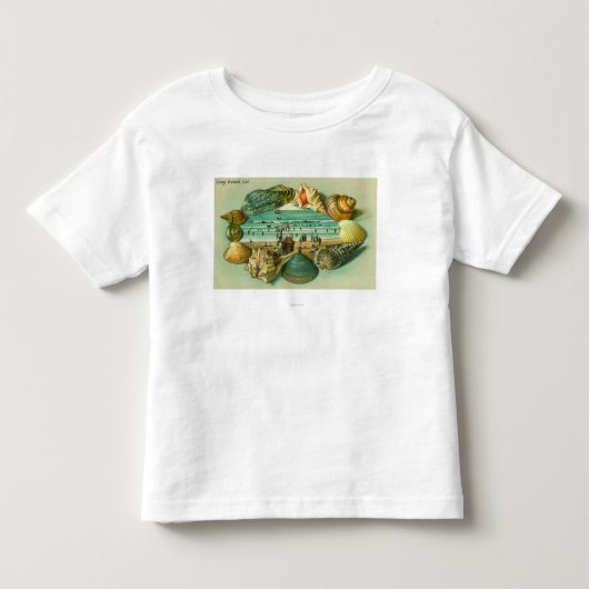 海の貝と縁どられる景色の眺め トドラーTシャツ (正面)