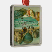 海の貝と縁どられる景色の眺め メタルオーナメント (右)