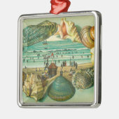 海の貝と縁どられる景色の眺め メタルオーナメント (左)