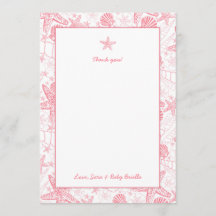 海の貝のピンクのベビーシャワーはノート感謝していしています