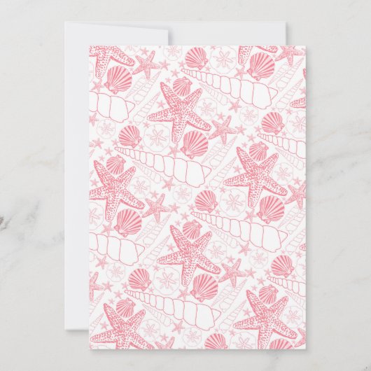 海の貝のピンクのベビーシャワーはノート感謝していしています サンキューカード (裏面)