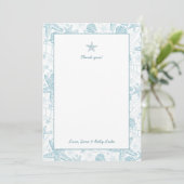 海の貝の男の子のベビーシャワーはノート感謝していしています サンキューカード (スタンド正面)