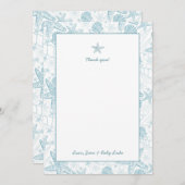 海の貝の男の子のベビーシャワーはノート感謝していしています サンキューカード (正面/裏面)