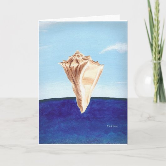 海の貝殻と海絵を描の、グリーティングカード カード (正面)