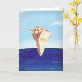 海の貝殻と海絵を描の、グリーティングカード カード (黄色い花)