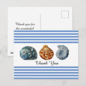 海の貝殻のポストカード（ブルーストライプ） ポストカード (正面/裏面)