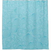 海の貝殻のラインスケッチシアン、青 シャワーカーテン (正面)