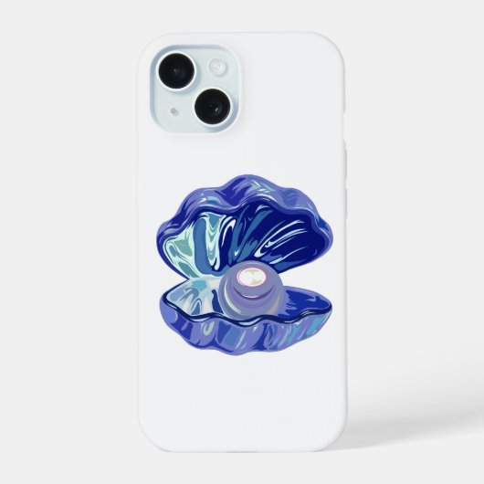 海の貝殻の中の真珠 iPhone 15ケース (裏面)