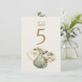 海の貝殻を使ったビーチウェディングテーブルナンバー 招待状 (スタンド正面)