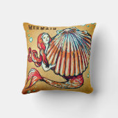 海の貝殻を持つ人魚スケッチ クッション (裏面)