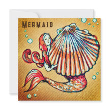 海の貝殻を持つ人魚スケッチ