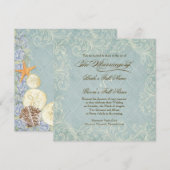 海の貝殻ビーチでのウェディング　フローラルコテージ 招待状 (正面/裏面)