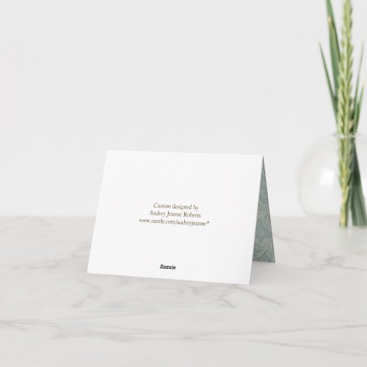 海の貝殻ビーチのウェディング ブーケの花の コテージ サンキューカード (裏面)