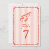 海の貝殻ピンクストライプウェディング 招待状 (裏面)