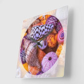 海の貝殻 スクエア壁時計 (傾斜)