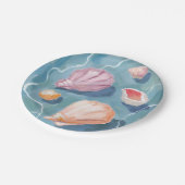 海の貝殻 水彩 海岸 ビーチ 海 ペーパープレート (アングル)