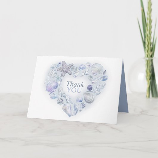 海の貝水色の青い写真感謝していあなた カード (正面)