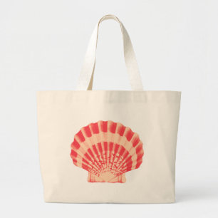 海の貝-珊瑚およびモモ ラージトートバッグ