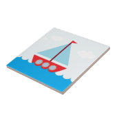 海の赤くおよび青のヨット タイル (側面)