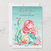 海の赤ちゃんに人魚のかわいい水彩 サンキューカード (正面)