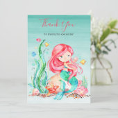 海の赤ちゃんに人魚のかわいい水彩 サンキューカード (スタンド正面)