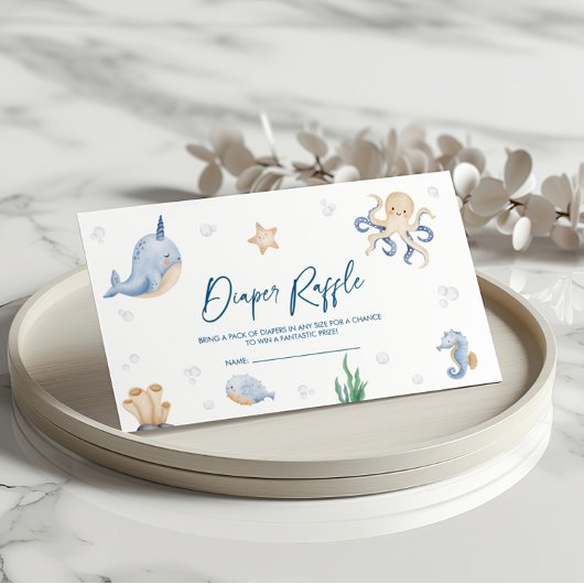 海の赤ちゃんシャワーおむつラッフルの下 エンクロージャーカード