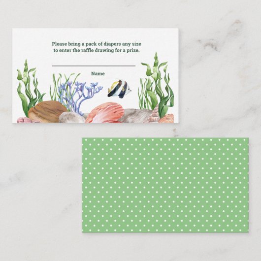 海の赤ちゃんシャワーおむつラッフルの下 エンクロージャーカード (正面/裏面)