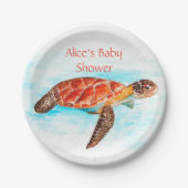 海の赤ちゃんシャワーの下でウミガメ ペーパープレート (正面)