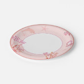 海の赤ちゃんシャワーの下でピンク ペーパープレート (アングル)
