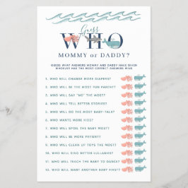 海の赤ちゃんシャワーの下でママかパパのゲーム チラシ